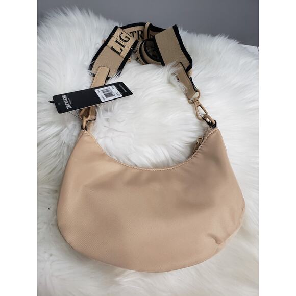 NEW True Religion Hobo Crossbody CRESCENT MOON Logo Strap Purse Bag y2k Camel - Picture 6 of 8